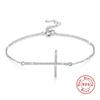 Buyee 925 Sterling Silver Female Bracelet White Zircon Simple Bracelets for Women Fashion Cross Fine Jewelry Chain Gift