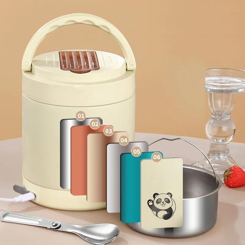 Wireless Portable USB Electric Heated Lunch Box Leakproof Outdoor Office Car Food Warmer Container Stainless Steel Rice Cooker
