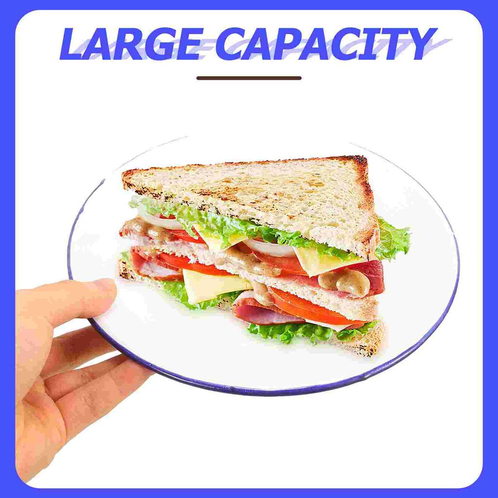 4Pcs Enamel Camping Dishes Plate Pasta Hotel Dessert Enamelware Oven Tray Unbreakable Dinner Serving Platter Tray Salad Plates