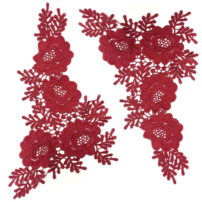 Water soluble lace pair flower, polyester light silk embroidered collar flower, three-dimensional hollow corsage DIY lace accessories