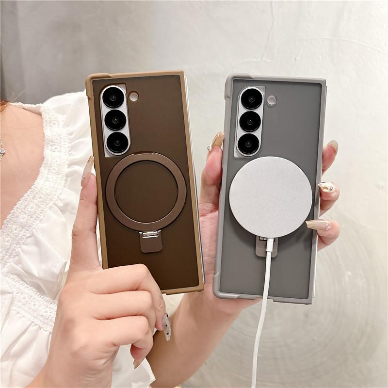 Funda de Teléfono con Soporte Metálico Giratorio Magnético Para Samsung Galaxy Z Fold 6 Fold5 Fold 4 Soporte Carga Inalámbrica Funda Resistente a Golpes