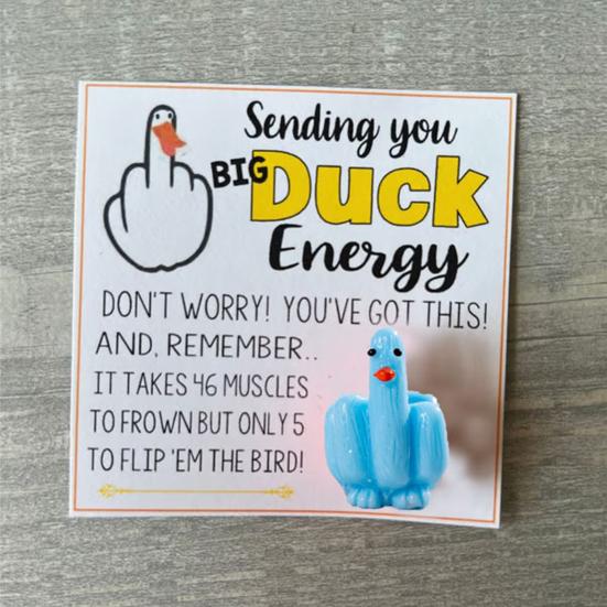 Middle Finger Duck Funny Duck Lucky Charm Gift with Encouraging Card Sending You Big Duck Energy Ornament Inspirational Gift for Friends Family