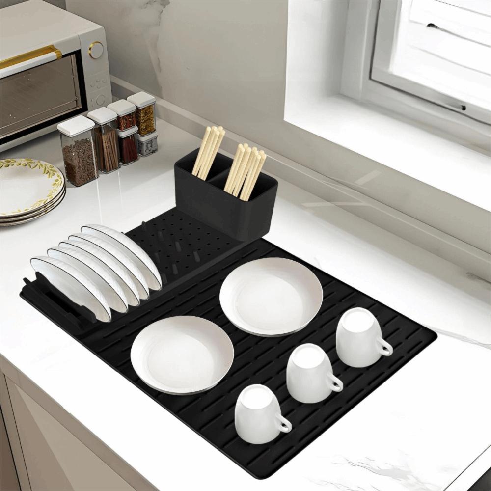 Silicone Dish Drying Mat Heat-resistant Sink Dish Organizer Durable Dish Drying Rack  Kitchen