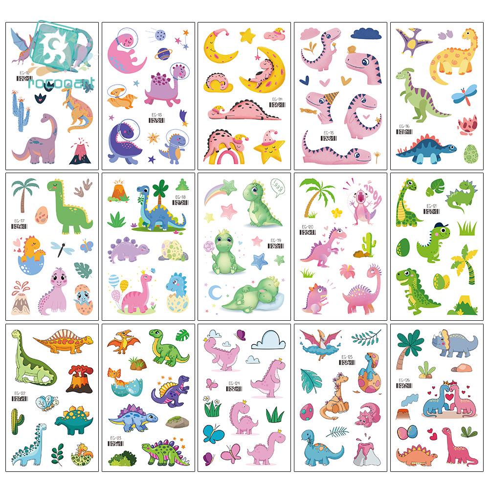 Ruikalong Glitter Animal Tattoo Stickers for Kids - Cartoon Dinosaurs, Water Transfer