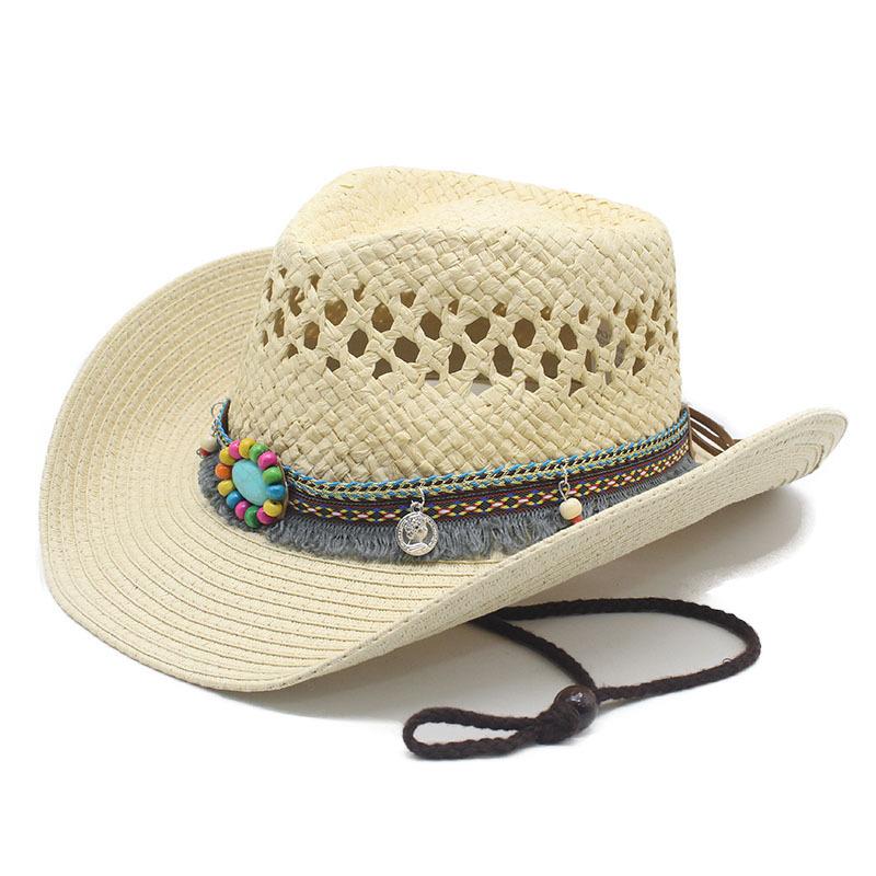 Ethnic Style Fringed Straw Hat Summer Hat Unisex Sun Protection Sun Hat Beach Vacation Big Brim Cowboy Hat