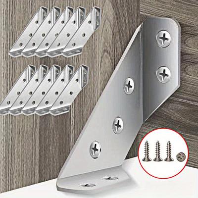 Lot de 20 connecteurs d'angle universels pour meubles, supports d'angle en acier inoxydable avec vis, supports d'étagère d'angle robustes