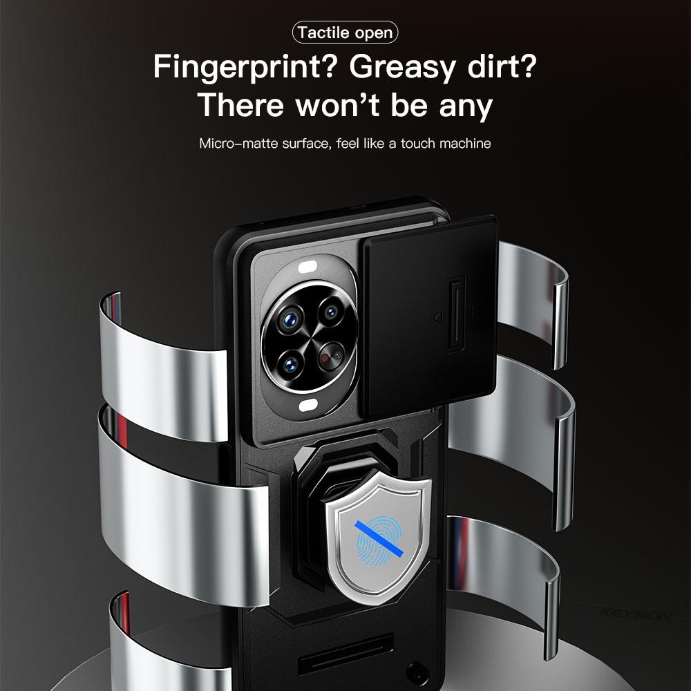 KEYSION Shockproof Case for Huawei nova 14 14 Pro Slide Camera Protection Metal Ring Stand Phone Back Cover for Huawei nova14Pro