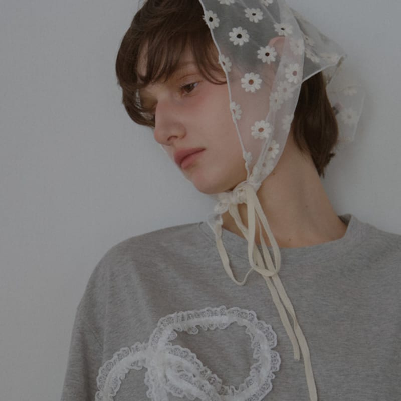 Leterie FLORAL LACE BONNET_IVORY