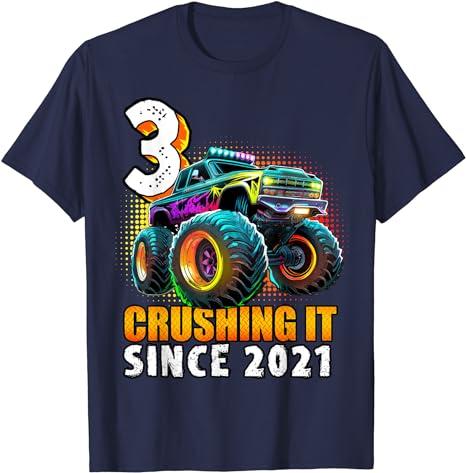 Monster Truck Fun Printed Casual and Comfortable Polyester Short Sleeved T-shirt Suitable for Summer Wear