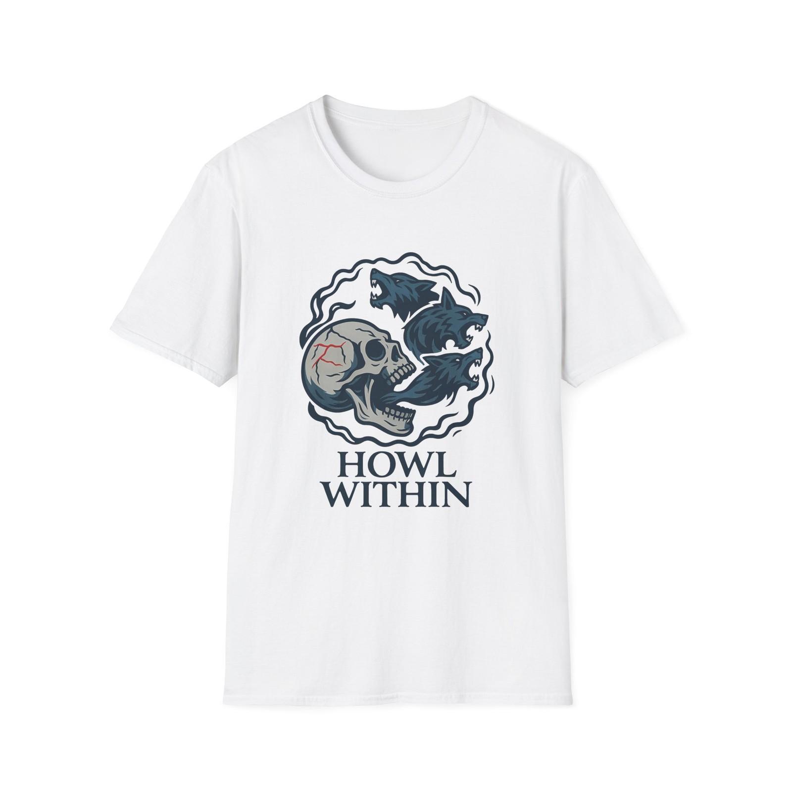 Unisex Softstyle T-Shirt Skull Smoke Wolves Howl Within Dark Spirit Animal S разноцветный