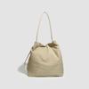 Solid color nylon canvas bucket bag women's slack shoulder bag commuting large bag large capacity lazy wind tote bag