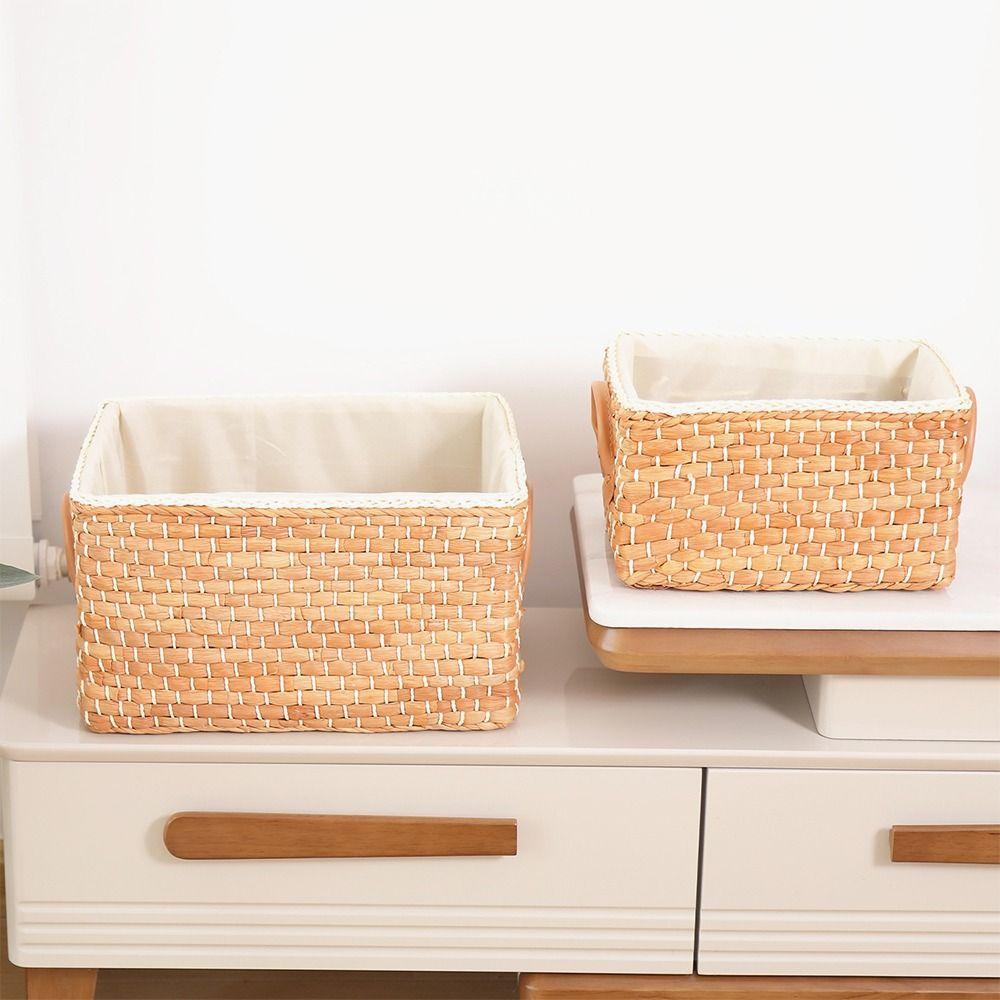 1Pcs Rattan Woven Wicker Basket Kitchen Organizer Seagrass Bins New Storage Basket