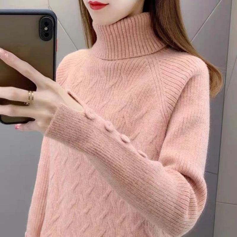 Autumn and Winter Thick Warm Turtleneck Knitted Sweater Women Loose Slim Fit Pullover Women's Sweaters Elegant Solid Fashion Lady Casual Jumpers 25272
