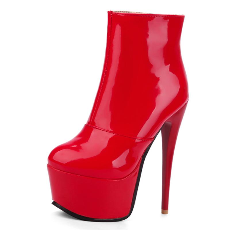 Sexy Platform Women's Ankle Boots Stripper High Heels Ankle Boot for Women Zipper Red White Party Fetish Dance Shoes Big Size 45