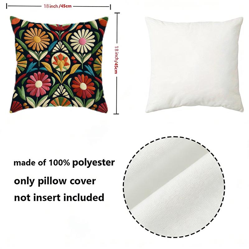 Bohemian Vintage Floral Print Throw Pillow Covers Pattern Cushion Cover Suitable For Sofa Bedroom Car Pillow Cover