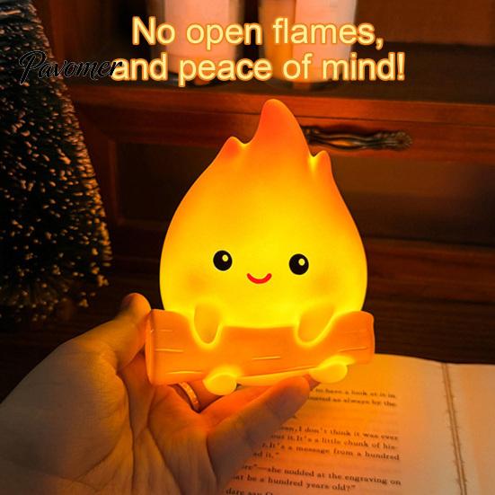 Portable Nursery Light for Sleep Cartoon Fake Campfire Night Light, Cute Warm Glow Bedside Comfortable Eye Protection Lamp Ornament, Cozy And Reading