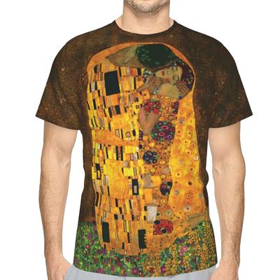 Gustav Klimt Malarstwo olejne Pocałunek Mężczyźni Oversize Retro Krótkie rękawy Poliester T-shirty Harajuku 3D Drukowane O-Neck T-shirt Streetwear
