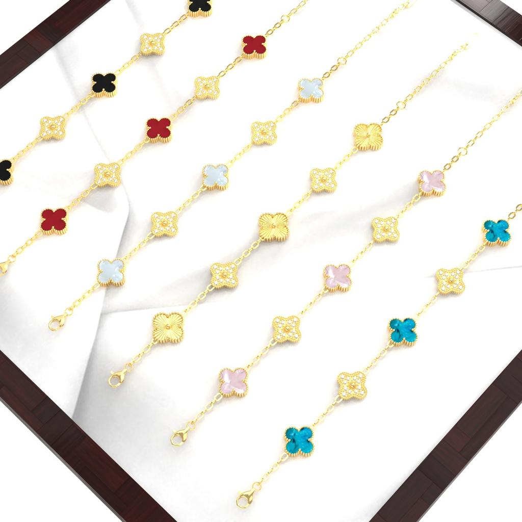 13mm Mote Høykvalitets Firkløver Armbånd 18K Fem Blomster Damearmbånd