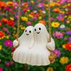 Halloween Couple Ghost Swing Statue Resin White Ghost Swinging Figurine Cute Ghost Sculpture for Garden Patio Yard Decor