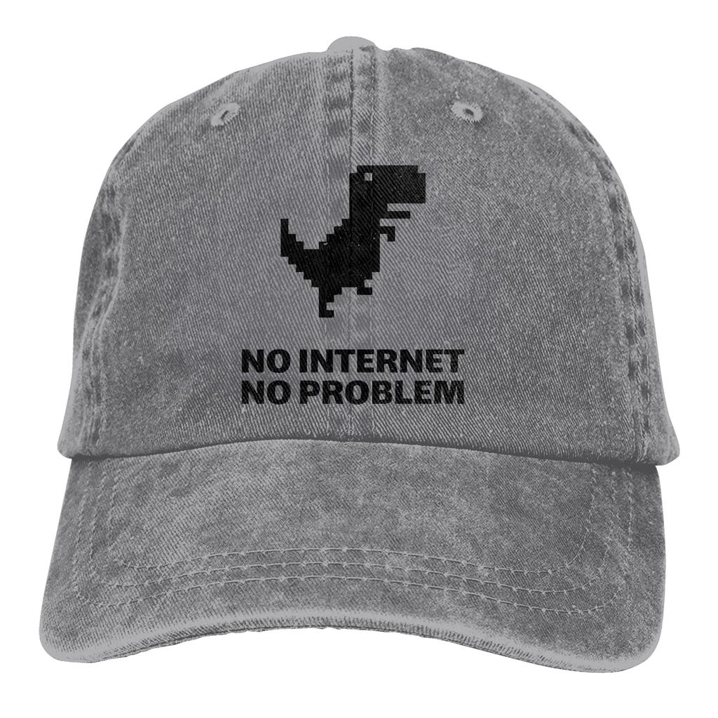 Adjustable Solid Color Baseball Cap NO INTERNET Washed Cotton Trex Cactus Offline Funny Games Sports Woman Hat
