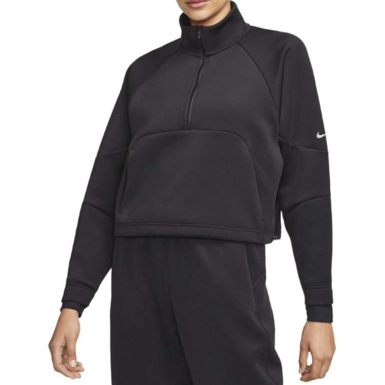 Nike Sweatshirts Women's Black Stand Collar Moderate Regular FB5231-010