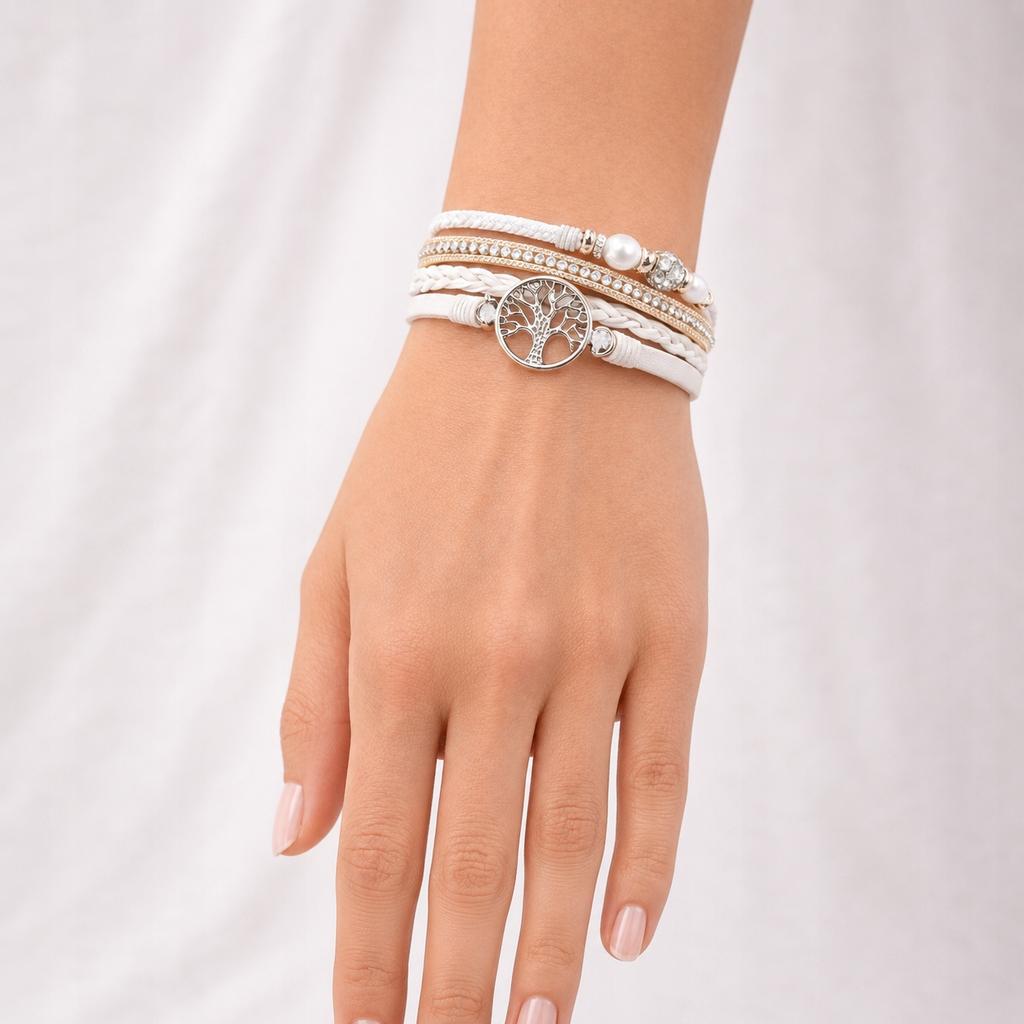 Women' Leather Bracelet DIAMONDED Tree of Life Fashionable For Women