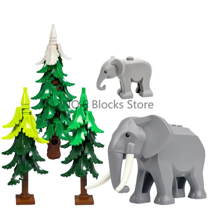 MOC Animali Blocchi da Costruzione Zoo della Foresta Tigre dai Denti a Sciabola Orso Alce Elefante Aquila Squalo Scimmia Leone Giocattolo Mini Mattoncino Regalo per Bambino S09