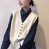 Korean Simple Solid Color V-neck Single-breasted Knitted Vest New Fashion Temperament Versatile Stacked Knitted Top