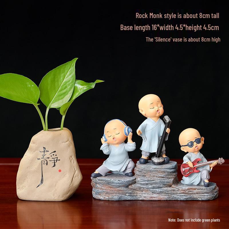 Zen Little Monk Resin Figurine: Creative Chinese Decor for Home or Entrance Table