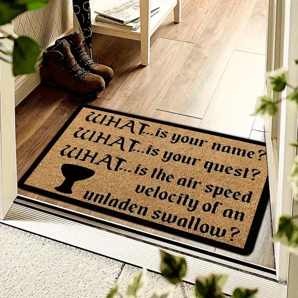 Monty Python Holy Grail Quote Welcome Doormat 2D Flat Print Non-Slip Floor Mat for Front Door Entryway Bedroom Bathroom Decor