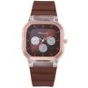 New Fashion Women Watches Silicone Square Quartz Watch Decorative Three Eyes Wristwatch Relogio Feminino Watch Women Clocks Hour