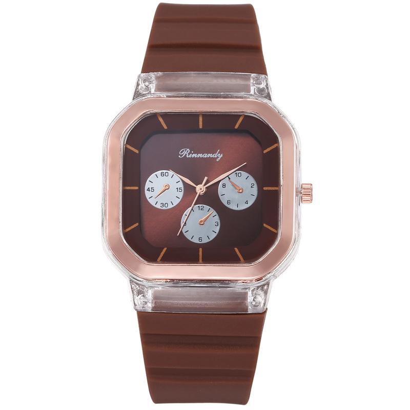 New Fashion Women Watches Silicone Square Quartz Watch Decorative Three Eyes Wristwatch Relogio Feminino Watch Women Clocks Hour