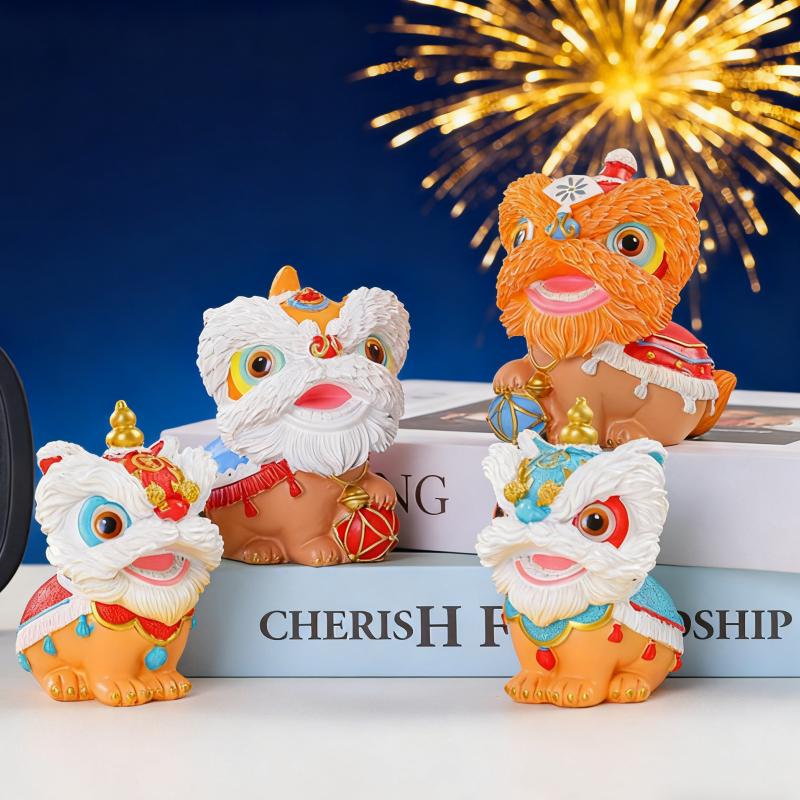 1 Stück festliche Löwentanz-Dekoration im chinesischen Stil für Schreibtisch, Wohnzimmer, TV-Schrank, Weinschrank, Eingangsbereich, hochwertiges Ambiente, elegant
