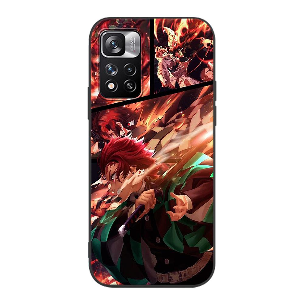 Demon Slayer Case for Xiaomi Redmi Note 9S 9 11 10 8 Pro 9C 9 K40 9A 7 8T 7A 9T Soft Silicone Coque Anime Black Phone Cover Fall