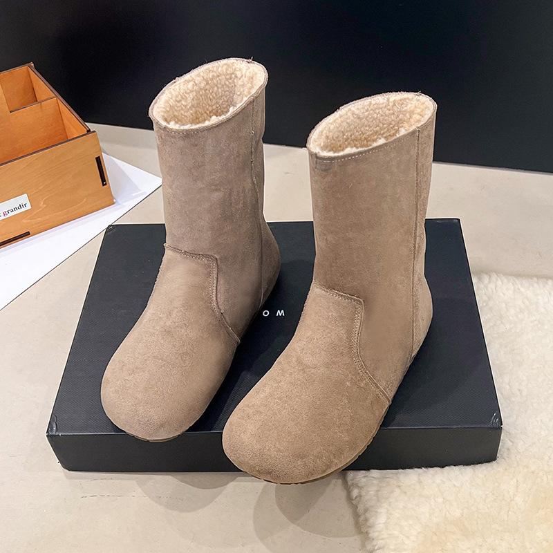 

Women s thick-soled medium mid-calf winter lightweight warm anti-cold padded snow boots non-slip wear casual sneakers Martin cotton boots 41 хаки