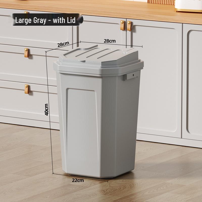 Extra Large Household Trash Bin with Lid for Kitchen, Bathroom, Hotel, or Outdoor Use