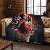 Retro Basketball Court Cartoon Sports Flannel Blanket Soft Warm Throw Blanket for Bedroom Living Room Bed Travel Camping Picnic