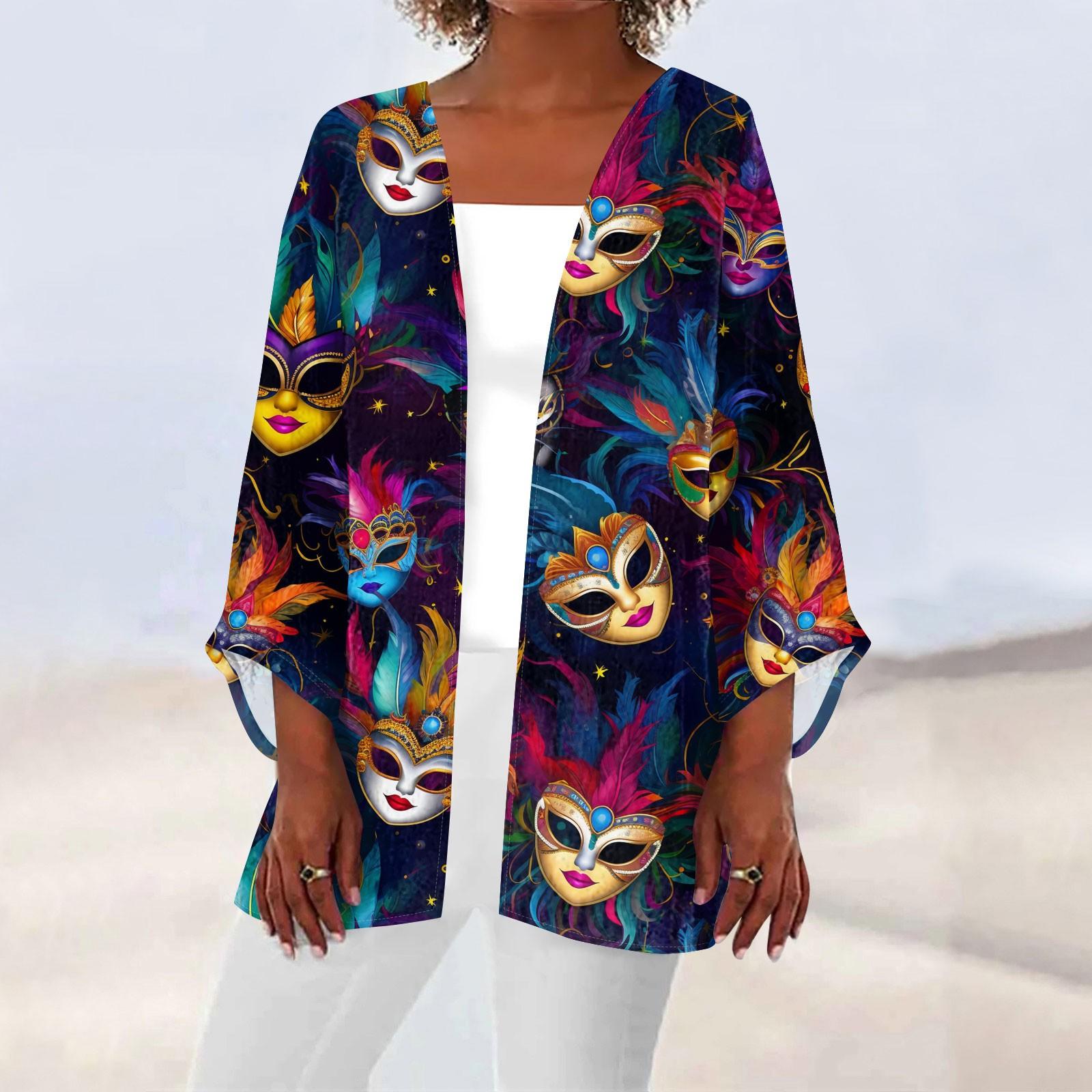 

Женский кардиган с длинным рукавом и принтом «Карнавал» на пуговицах M