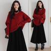 2026 Festive Red Maternity Sweater & Skirt Set