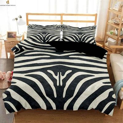 3-teiliges Set mit Daunen-Bettbezug, Tierfell-Textur, Zebra- und Leoparden-Motiv, 3D-gedruckt, Bettbezug für Kinder, Jungen und Mädchen, weiche Bettdecke