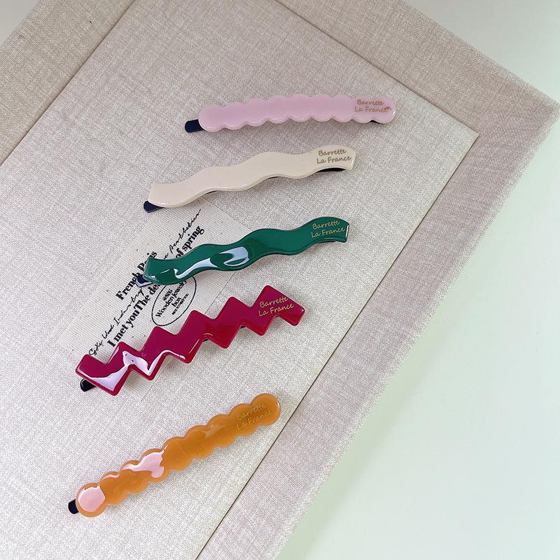 New Macaron Acetate Hairpin Cute Candy-Colored Wavy Bangs Girly Makeup Styling Hairpin Hair Accessories