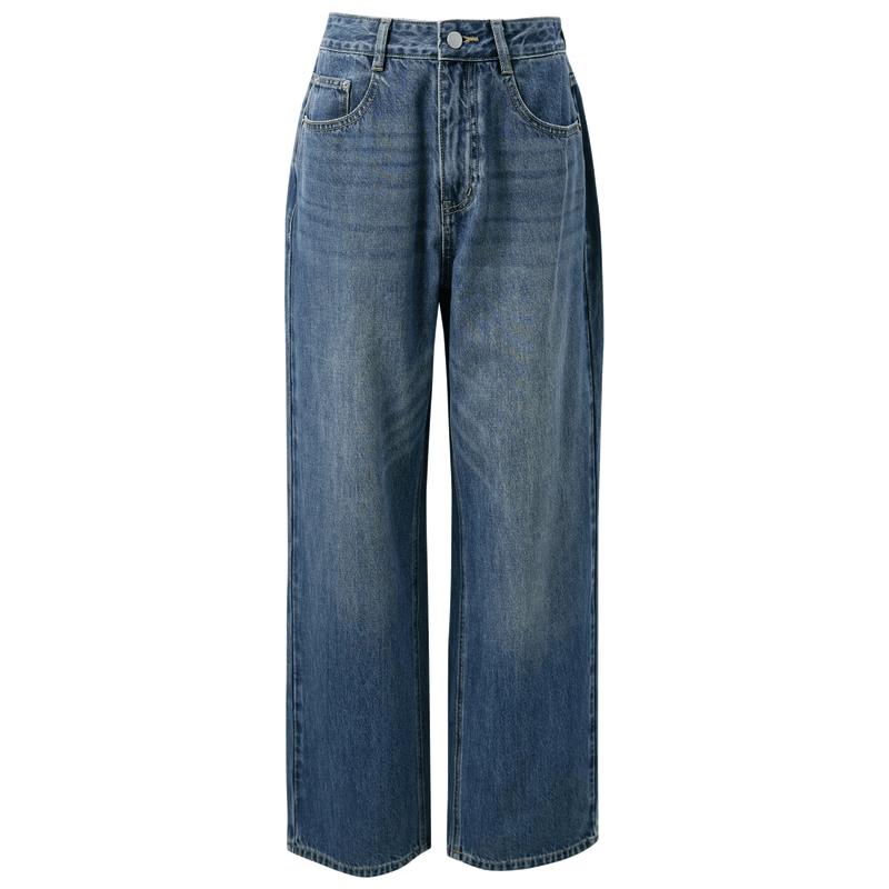Women s High-Waist Wide-Leg Cotton Denim Jeans XL темно-синий