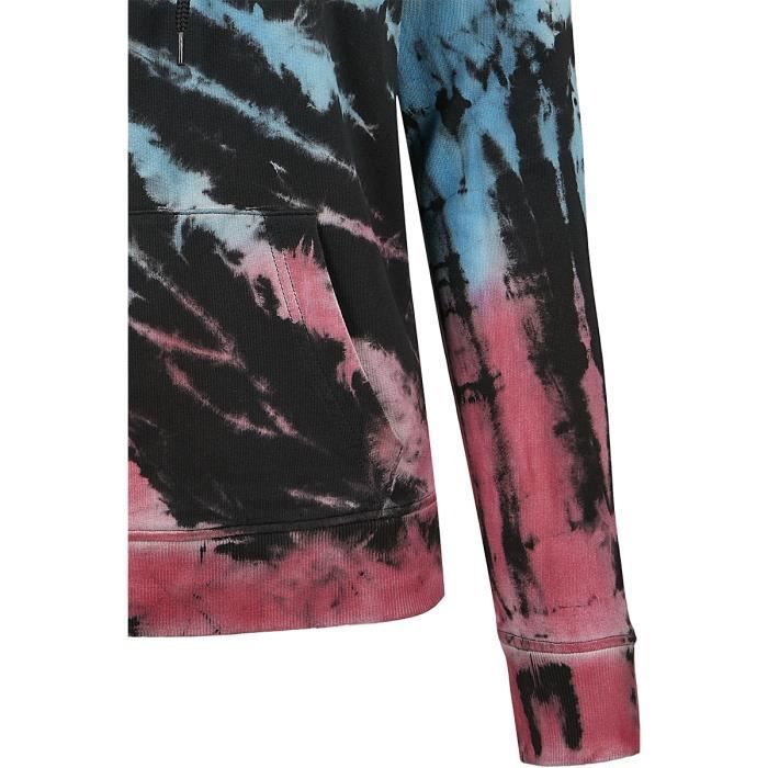 Sweat-shirt À Capuche - Urban Classics - Tie Dye Multicolore - 100% Coton - Manches Longues - Femme