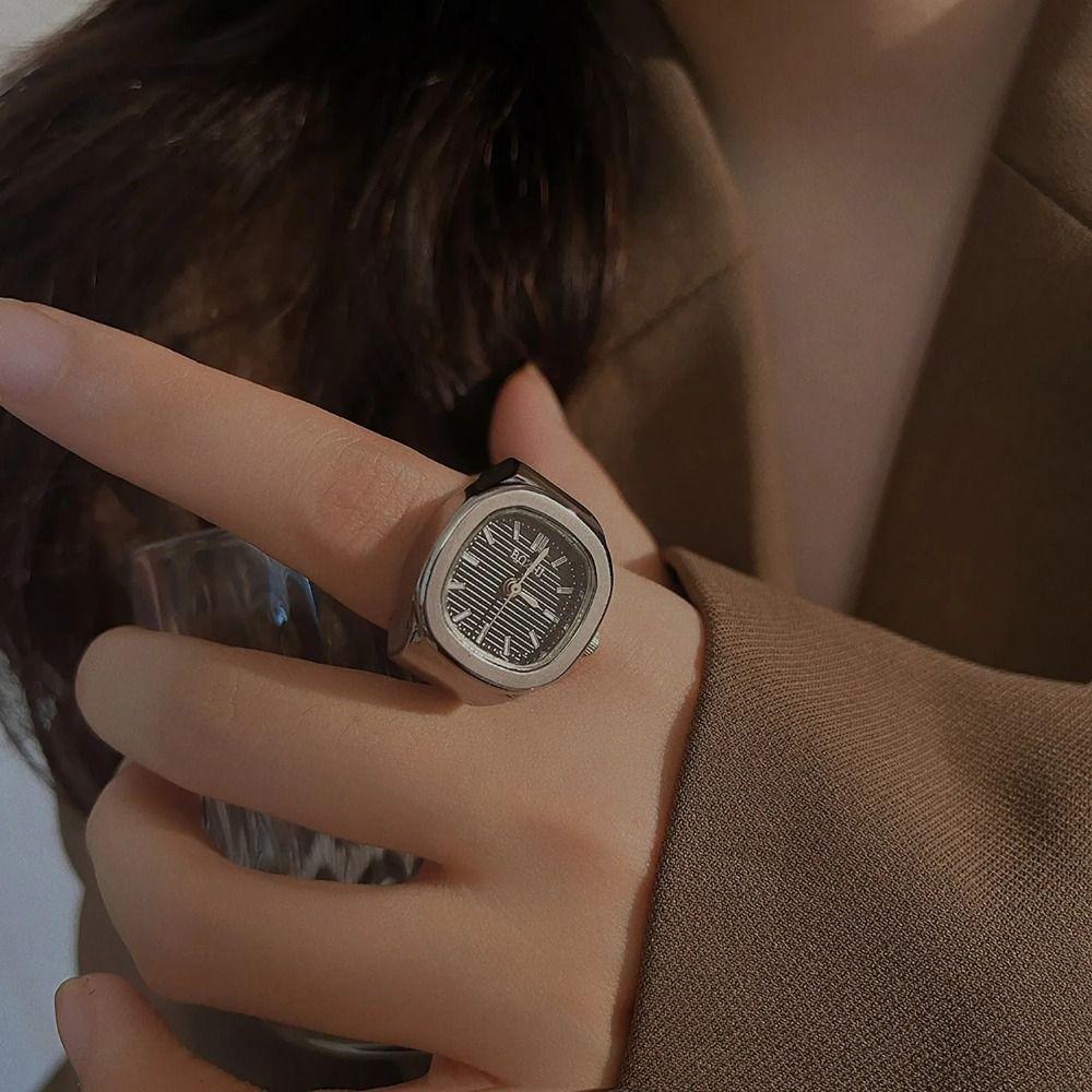 Міні-годинник-кільце для пари, регульований кварцовий годинник, креативний годинник-кільце на палець, чоловіки, жінки