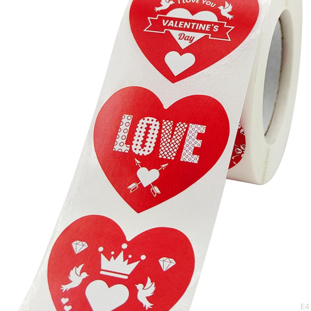 1 Roll Heart Shape Decorative Stickers Valentine's Day Decor Gift Card Tags Birthdays Sealing Labels