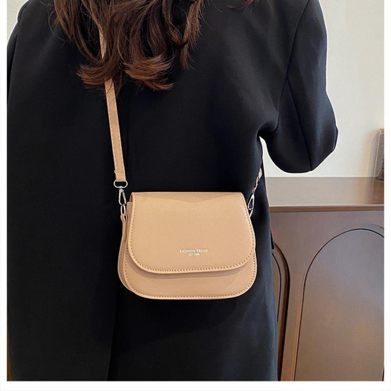 Shoulder Bag Waterproof PU Leather Simple Solid Color Flap Crossbody Messenger for Daily Commute Travel Shopping