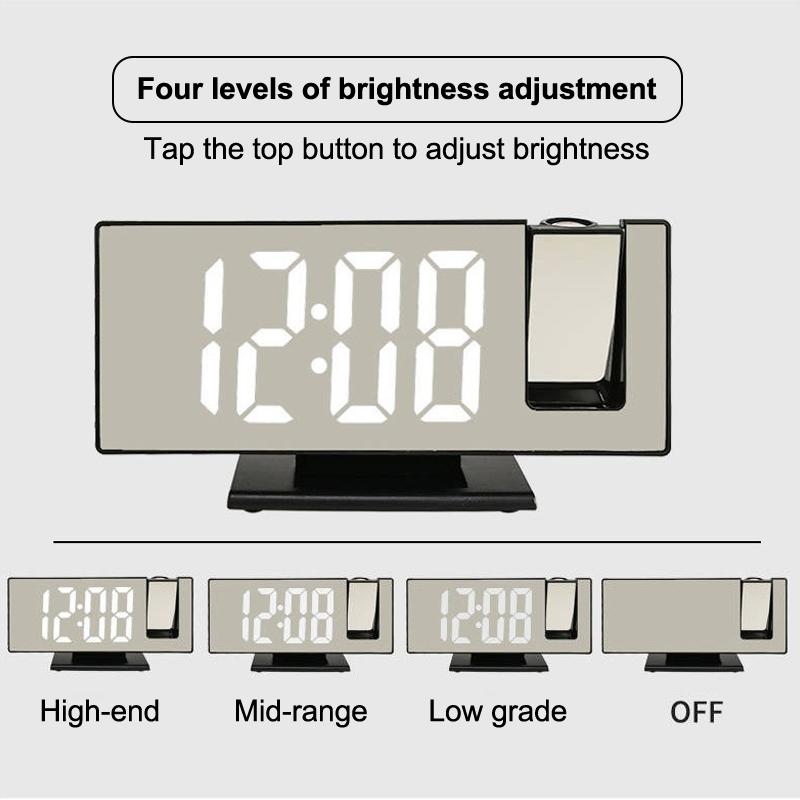1 Pcs Mirror Multifunctional Projection Alarm Clock Intelligent Luminous Clock Bedroom Large Screen Projection Clock