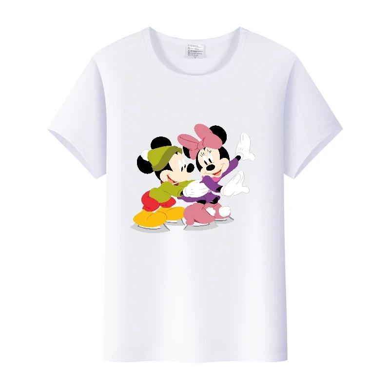 Fashion Disney Cartoon Men Tshirt Female Tops Summer Women Short Sleeve T-shirt Gothic Tee Ladies Mickey Mouse Graphic Clothes
