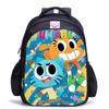 Zaino Scuola per Bambini, Testa Grande Gatto Blu Forrest Gump Scuola di Animazione, Tessuto Oxford Nero Resistente allo Sporco Grande Capacità.