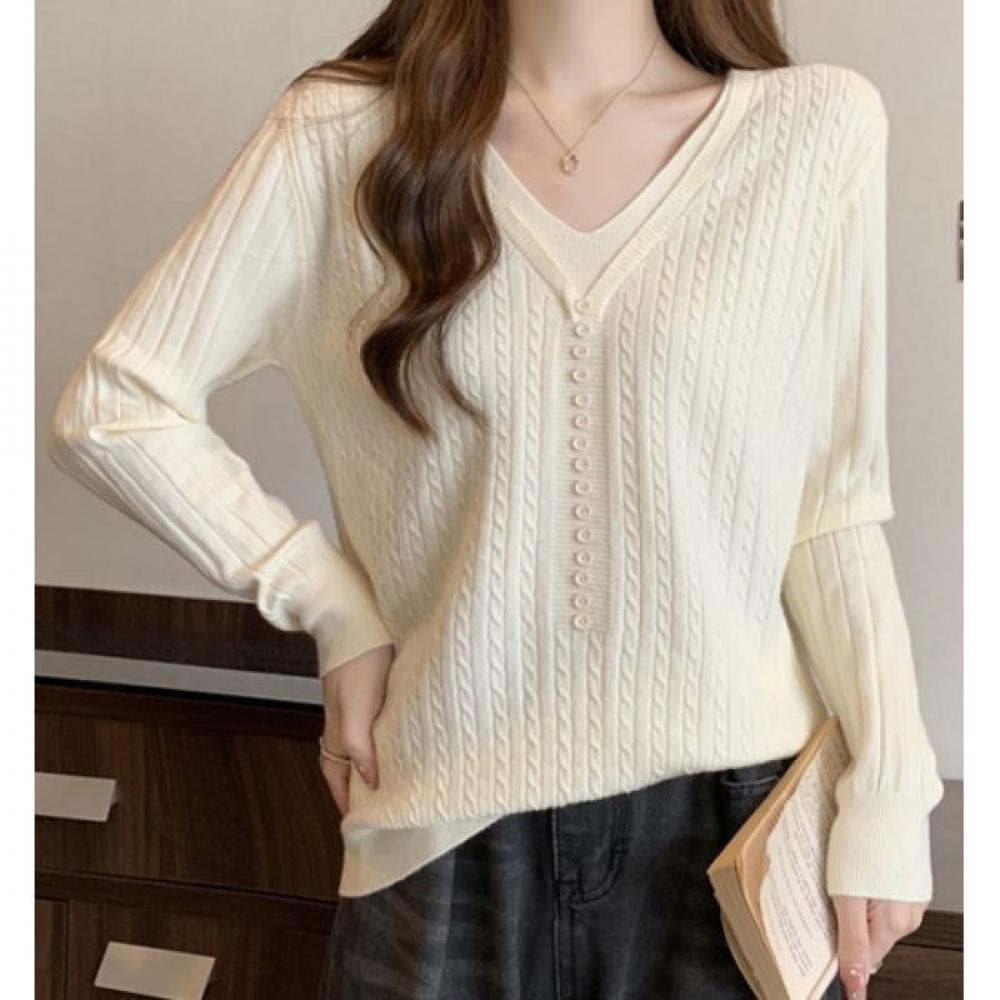 Rellawear V Neck Thin Sweater 2color Rlw240869